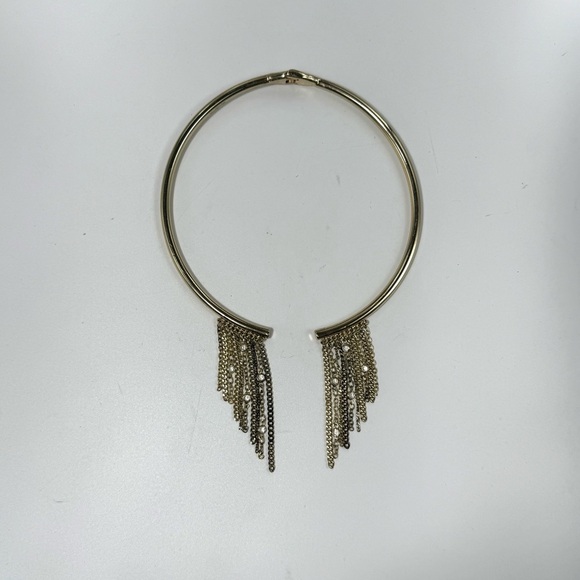 Torque Necklace dangle rhinestone gold  choker - Picture 1 of 3